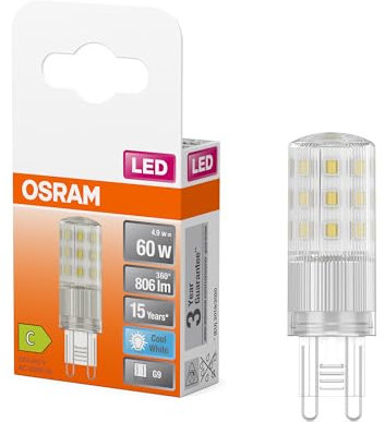 OSRAM 4058075840553 LED PIN 60 320 4.9W 840 Clear G9, 4.9 W, Blanc Froid, Paquet de 6