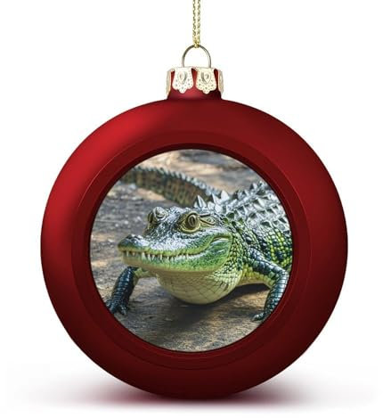 Weihnachtskugel-Ornamente, Krokodil-Grün, Weihnachtsschmuck, hängende Weihnachtsbaumkugeln, rote Weihnachtskugeln, Ornamente für Urlaub, Party, Dekoration, Heimdekoration
