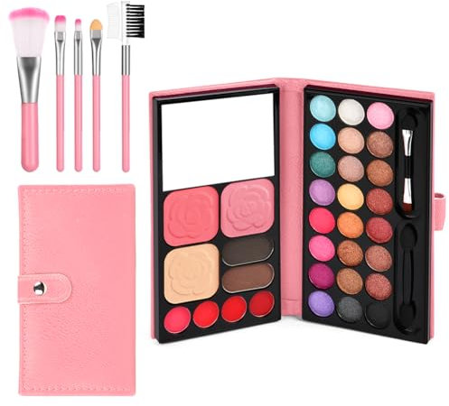 Aomig Maquillaje para Niñas, 6 Pcs Juego de Maquillaje Lavable, Juegos de Belleza Cosméticos para Niñas Regalo de Princesa para Niñas en Fiesta Cumpleaños Navidad (Rosado)