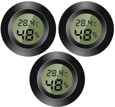 Mini termometro digitale per interni, 3 pezzi, temperatura e umidità, per casa, igrometro digitale, cameretta dei bambini, incubatore di chitarra, rettili, serra auto, nero