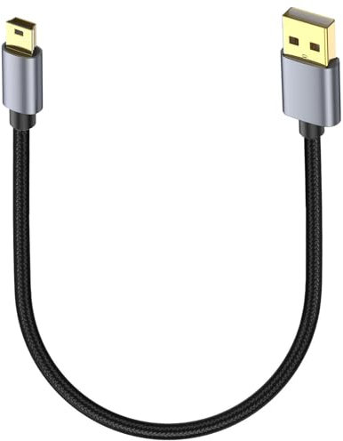 Disscool High Speed Mini USB Cable, USB 2.0 to Mini B 5Pin Charger Cord Durable Charging Cable Compatible with Garmin GPS, PS3 Controller, MP3 Player, Camera, Dash Cam(0.3M/0.98FT, Male to Mate)