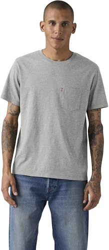Levi's Herren T-Shirt Classic Pocket mit Brusttasche, Standard Fit, Grau (Mid Tone Grey Heather), M