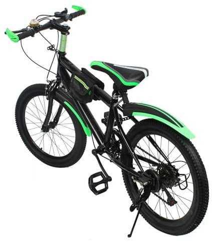 Owneed Premium Mountainbike in 20 Zoll Fahrrad für Kinder Mädchen Jungen 7 Gang Schaltung | aus hochwertigem Karbonstahl | Maximale Tragfähigkeit 85kg l Doppelbremssystem vorne und hinten (Grün)
