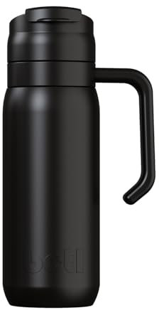 One Green Bottle –Brew Flask Stainless Steel Reusable Insulated Coffee Cup, Leakproof Travel Mug, Coffee, Tea, Hot Drink Flask with Flip Cap, Handle and Carrier - BOTL 600ml Vamp