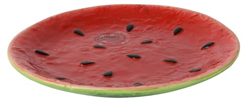 Teller 16cm Keramik im Wassermelone Design - Servierteller Dessertteller Kuchenteller Frühstücksteller Obstteller - Dekoteller Frühling & Sommer - Früchte Geschirr Rot Grün