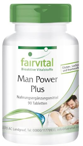 Fairvital | Man Power Plus - 90 Tabletten - mit L-Arginin, Zink & Selen - qualitätsgeprüft und hochdosiert - 100% vegan - Made in Germany