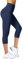 Enjoyoga Leggings Damen 3/4 mit Innentasche - High Waist Sporthose Laufhose für Sport Yoga Gym -05(L-XL, Blau)
