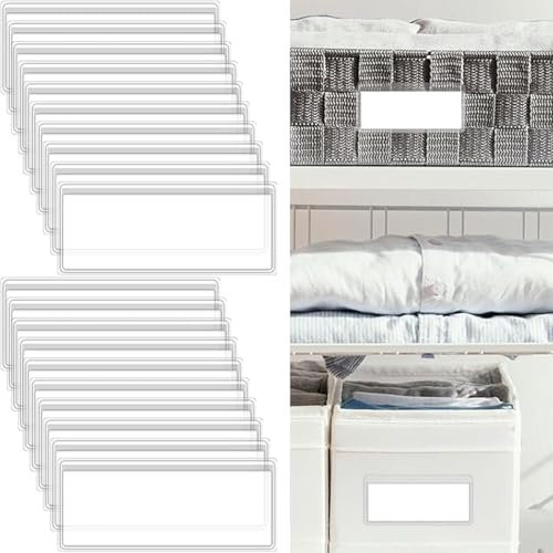 Lot de 30 porte-étiquettes autocollantes avec carte vierge de 3 x 1,3 pouces - Avec étiquettes nominatives pour étagères, boîtes aux lettres, dossiers, tiroirs
