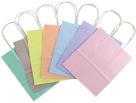Papier Tragetaschen Set, 7 Stück, 21 x 18 x 8 cm (Pastel gemischt, 21 x 18 x 8 cm)