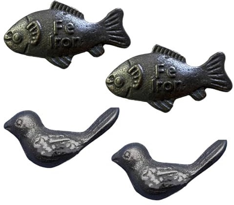 ZPSCXQ Iron Fish, Lucky Iron Fishes for Cooking, Supplement Suitable for Vegans, Pregnant Women, Athletes, 2 Fish, 2 Birds, Storage Bag Included