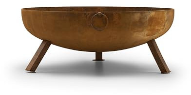 Bombe Feuerbecken Cortenstahl Ø 79 cm – Runde Feuerschale aus 4 mm Stahl – Wetterfest & Standsicher – Rostoptik Feuerstelle für Garten, Terrasse & Camping – Hochwertiges Outdoor Feuerbecken (26 kg)