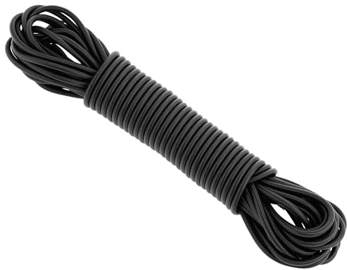 QWORK® Corde Élastique 3mm x 10m Noire - Résistante, Imperméable & Extensible pour Bâches et Tentes