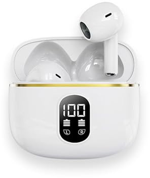 Market Stylez Bluetooth 5.4 Kabellose Kopfhörer, Sport In-Ear Earbuds mit 4 ENC Mikrofonen, 40 Std Spielzeit, Tiefer Bass, Geräuschunterdrückung, LED-Anzeige, kompatibel mit Android & iOS (Weiß)