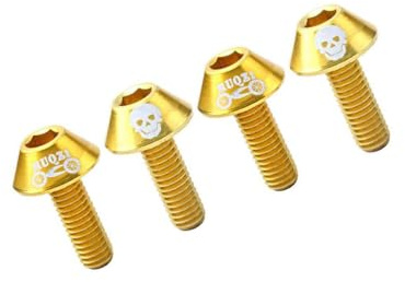 Zanthicia 4x Sleek and Sturdy Aluminium Alloy Bike Water Bottle Cage Bolts M6 Screws Gold