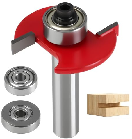 3 In 1 Biscuit Jointer Router Bits 1/4 Shank Biscuit Joint Slot Cutter Router Bit Set with 2 Adjustable Bearings 5/8&3/4 Woodworking Cutter Tool Changeable for Slotting Grooving Rebating