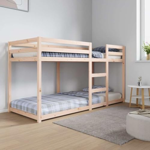 Tonture Etagenbett 80x200 cm aus massivem Kiefernholz, platzsparendes Hochbett für Kinderzimmer, Jugendzimmer, Schlafzimmer, Naturholz unbehandelt
