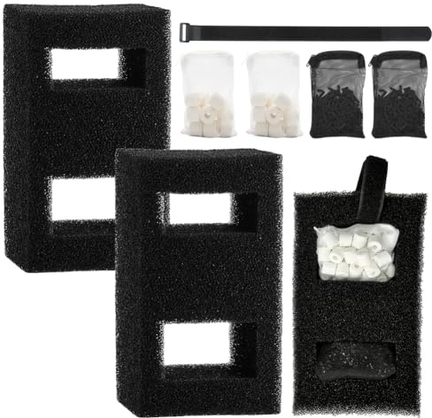 Umllpet 2 Set Aquarium Filtermedien Kit kompatibel mit SPEC EVO Betta und Flex Serie 57L 3 Stufiges Filtersystem mit Aktivkohle Schaumstofffilter A1376 Keramikringen Ersatzfilter Set