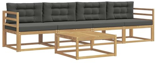 vidaXL Outdoor-Sofagarnitur mit Kissen 4 pcs Weiß und Anthrazit, Outdoor-Sofa-Set, modernes Gartenmöbel, modulare Sitzgruppe für Komfortables Entspannen im Freien