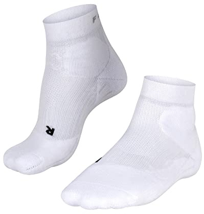 FALKE Women's TE2 Short Tennis Socks, Cotton, Breathable Quick Dry, Quarter Length, Medium Cushion, High Protection, White (White 2000), 9.5-10.5, 1 Pair