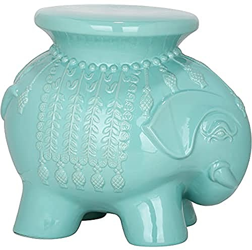 SAFAVIEH EAC4501C Mindoro Intérieur/Extérieur Tabouret de Jardin Céramique Le Bleu des Oeufs du Merle 50 x 36 x 42,67 cm