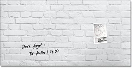 SIGEL GL144 Premium Glas-Whiteboard 91x46 cm Klinker weiß hochglänzend, SGS geprüft, einfache Montage, Glas-Magnettafel Artverum