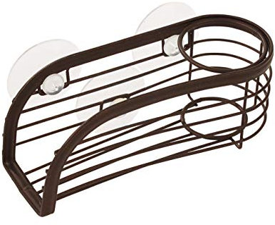 Spectrum Diversified Dish Sponge Cradle with Brush Holder & Suction Cups, Stylish Kitchen Sink Organizer, Steel, Bronze