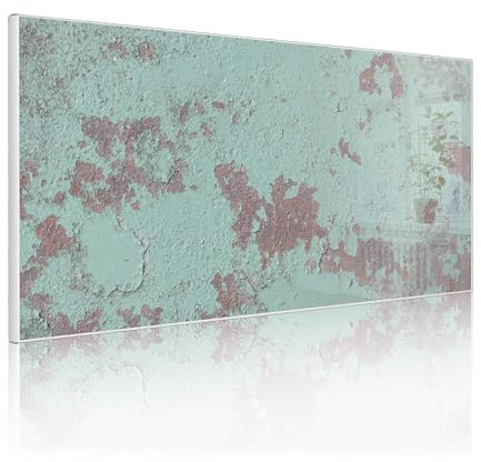 banjado Magnettafel Metall 78 x 37cm - beschreibbare Magnettafel - Metall Pinnwand als Memoboard - Magnetwand Küche, Büro, Kinderzimmer Weiß inkl. 4 Magnete & Montageset - Motiv Blaue Struktur