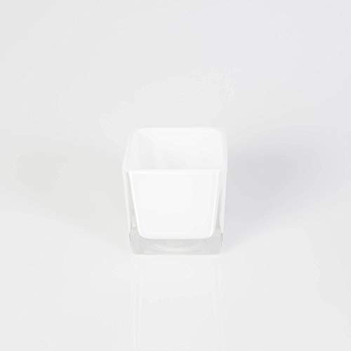 innaGLAS Petit photophore en Verre Kim, Blanc, 6 x 6 x 6cm - Mini photophore - Porte-Bougie carré