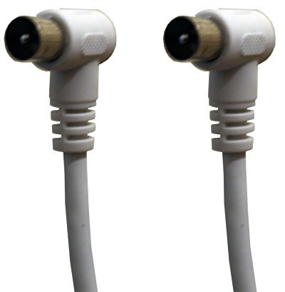 electrosmart 5m Male Coax Plug to Male Coax Plug TV Aerial Cable with 90 Degree Right Angled Connectors - Length: 5m – Colour: White