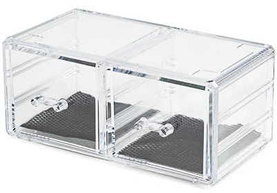 Compactor RAN8576 Make-up- und Schmuck-Organizer mit 2 Schubladen, transparent, 23,8 x 10,8 x 15,3 cm