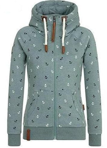 Newbestyle Jacke Damen Sweatjacke Hoodie Sweatshirt Oberteile Damen Pullover Kapuzenpullover Pulli mit Reissverschluss,Green,2XL