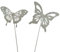 B2S BACK2SEASON 2 x Metall-Stecker Schmetterling Zink Garten Dekoration Gartenstecker Figur Tierfigur Beetdeko Blumenstecker wetterfest Gartendeko Silber Frühling Sommer H=58cm 2er Set