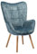 MEUBLE COSY Sessel Relaxsessel Lehnstühle Polstersessel Einzelsofa mit Holzbein Ohrensessel für Wohnzimmer Schlafzimmer Büro Vanity, Stoff, Blau