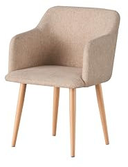 MOF Vanity Chair for Dressing Table, Bedroom or Living Room – Compact Fabric Tub Armchairs with Padded Seat & Metal Legs – Upholstered Small Bedroom Chair/Reading Chairs (K5, Beige)