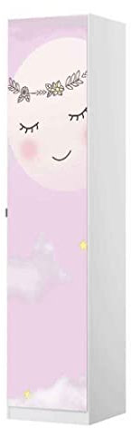 MyMaxxi | Klebefolie Möbel passend für IKEA Pax Schrank 1 Tür | Motiv Mond pink Kinder | Möbelfolie selbstklebend | Dekofolie Tattoo Aufkleber Folie für Schlafzimmer und Kinderzimmer