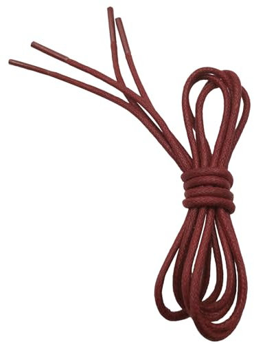 VSUDO Lacets ronds cirés pour chaussures habillées - Diamètre de 2,5 mm - Lacets de rechange fins pour chaussures richelieu, derbies, brogues, blucher, bottines richelieu ou bottes en daim, rouge