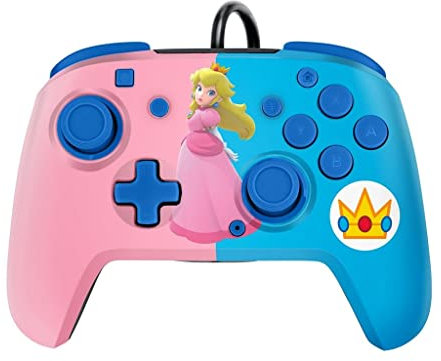 PDP Switch Rematch Wired mando PEACH Officially Licensed by Nintendo - Customizable buttons, sticks, triggers, and paddles - Ergonomic mandos