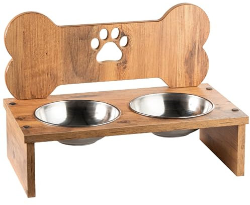 Double gamelle avec Support pour Chien (Marron)