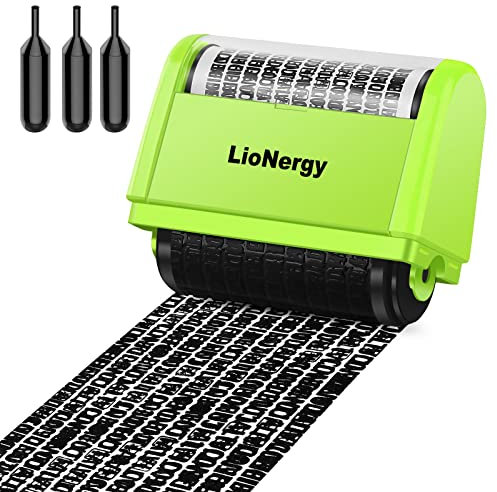 Identitätsschutz Rollstempel LioNergy Extra groß 2,0 Zoll Roller Identitätsdiebstahl Prävention Sicherheitsstempel mit 3 Nachfüllpackungen - Grün