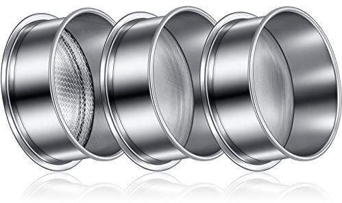 3 Pcs 304 Stainless Lab Sieves, 200 Mesh (0.074 Mm), 80 Mesh (0.18 Mm), 10 Mesh (2 Mm) Aperture Test Sieve, 4 Inch Diameter Economy Test Sieve with Labels for Industrial Laboratory