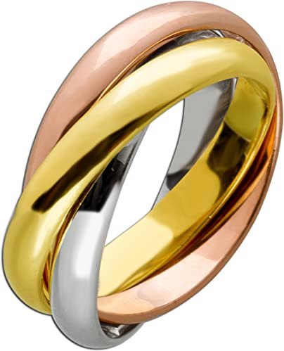 Ch.Abramowicz Trinity Tricolor Ring 585 14 Karat Gelbgold Weißgold Rosegold massiv Damenschmuck 19