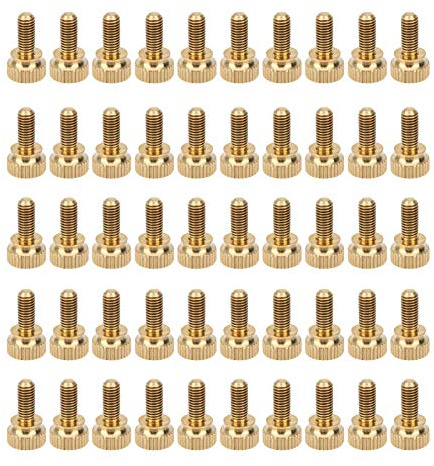 Rändelschraube aus Messing, 50 Stück flache Rändelschraube mit rundem Kopf aus reinem Kupfer, rutschfeste Industriebedarf(M5*12mm)