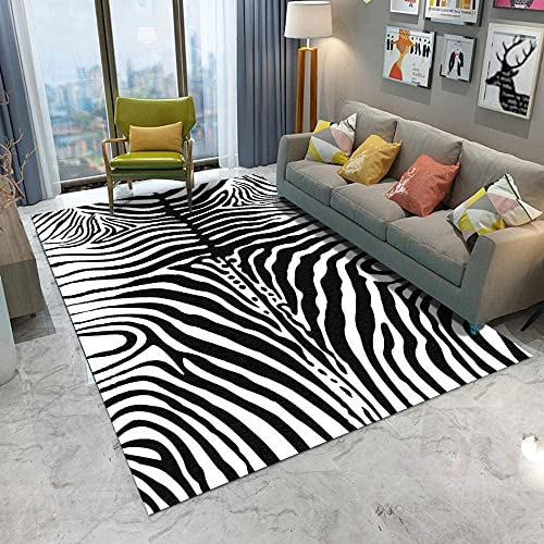 JOKITA Teppich Schlafzimmer Modern Zebra 3D Zebra Wohnzimmer Teppich Zebra Dekoration Carpet rutschfeste Teppiche, 120 x 170 cm