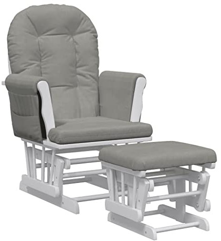 vidaXL Schaukelsessel mit Hocker, Schaukelstuhl für Kinderzimmer Schlafzimmer Wohnzimmer, Relaxsessel mit Gleitfunktion, Gleitender Schaukelsessel Relaxstuhl, Hellgrau Stoff