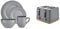 Tower T867002GRY Empire 16 Piece Dinnerware Set, Stoneware, Grey and Brass & T20061GRY Empire 4-Slice Toaster with Defrost/Reheat, Removable Crumb Trays, 1600W, Grey and Brass
