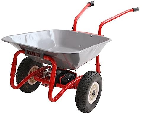 Trolem - Brouette Électrique - Brouette de Jardin à Moteur Électrique - Avec Batterie Rechargeable - Autonomie 4 à 6 h - Jusqu’à 100 kg - 2 Roues - Chariot Terrain Pente