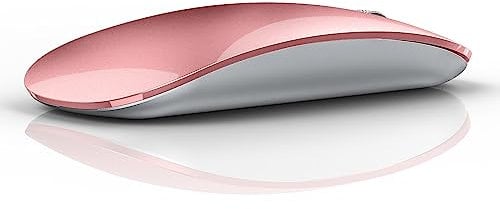 Uiosmuph Mouse Bluetooth, Mouse Wireless Ricaricabile, Silenzioso Mouse Senza Fili Tri-Mode (Dual Bluetooth 5.1 + 2.4GHz) con Ricevitore USB, per Laptop/iPad/PC/Mac,Oro rosa