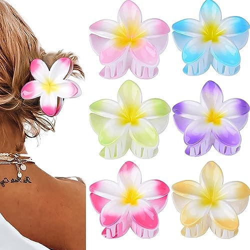 ZSPERKLA 6 Stück Blumen Haarspangen Groß Haarklammer Rutschfest Acryl Haarklammern Haar- Accessoires für Mädchen Frauen
