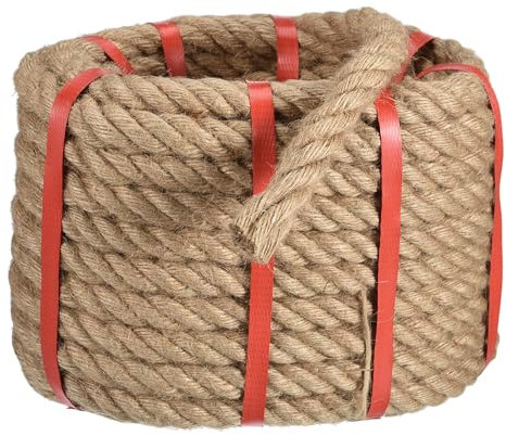 QUARKZMAN Naturale Corda Iuta, 25/32 in x 50 Piedi Spesso Intrecciata Manila Corda Multiuso per Tiro Fune, Amaca, Arrampicata, nautico, Sospeso