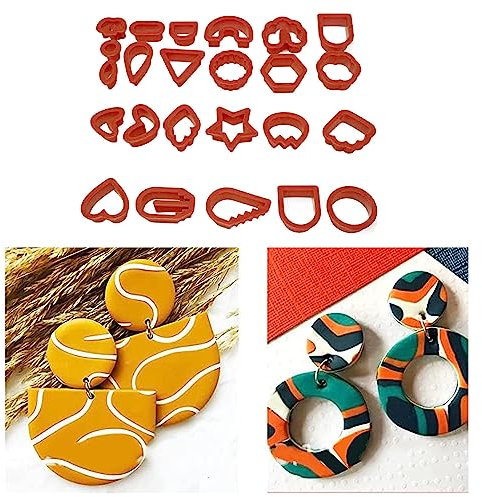 Tissting 24 Stück Polymer Ton Ohrring Ausstecher, 24 Formen Für DIY-Schmuckherstellung - Vielseitige Schneidformen In Rot, Orange, Grün, Blau Für Kreative Projekte Und Handwerk